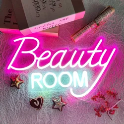Beauty Room Neon Sign, For Spa Beauty Room Nail Brows Lashed Salon Studio LED Wall Art Business Stores Logo, Barber Shops Light