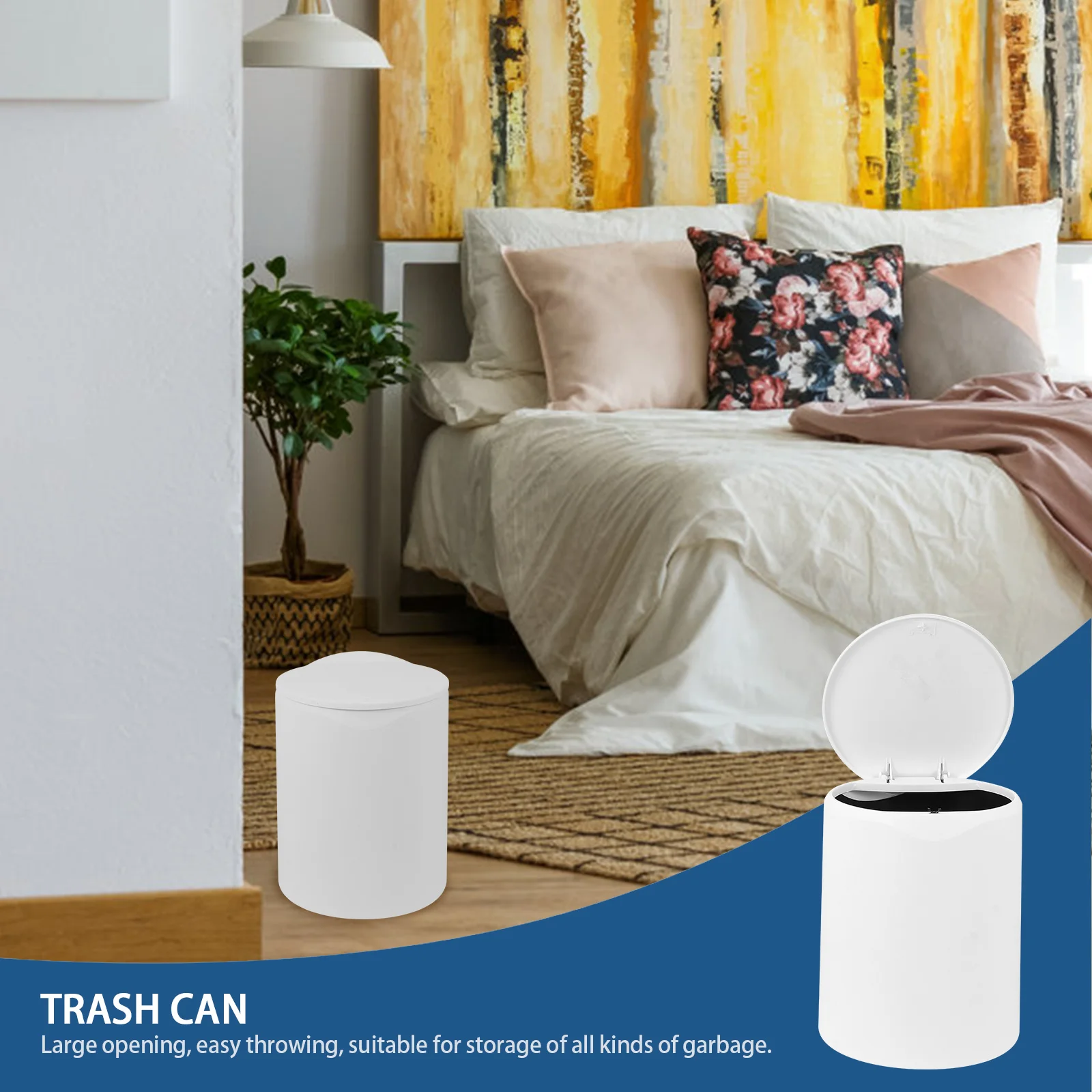 

1 pc Push-Type Trash Can 5L Plastic Nordic Style Household Bathroom Bedroom Kitchen Garbage Bin Pop Lid Rubbish Container Double