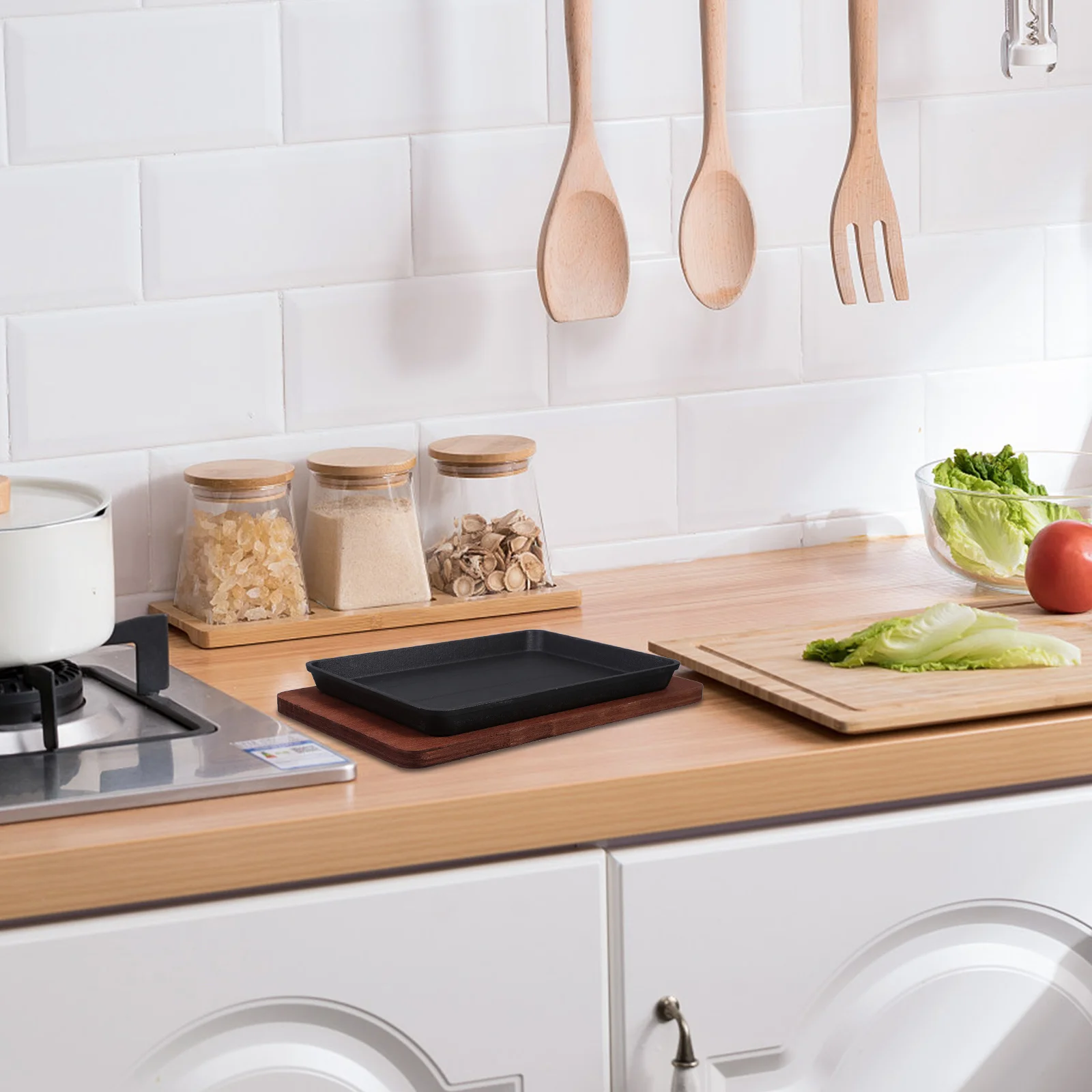 

Heavy Duty Cast Iron Square Grill Griddle Pan Large Size Non Stick Skillet Plate for Home Restaurant Cooking Fajita Steak Plate