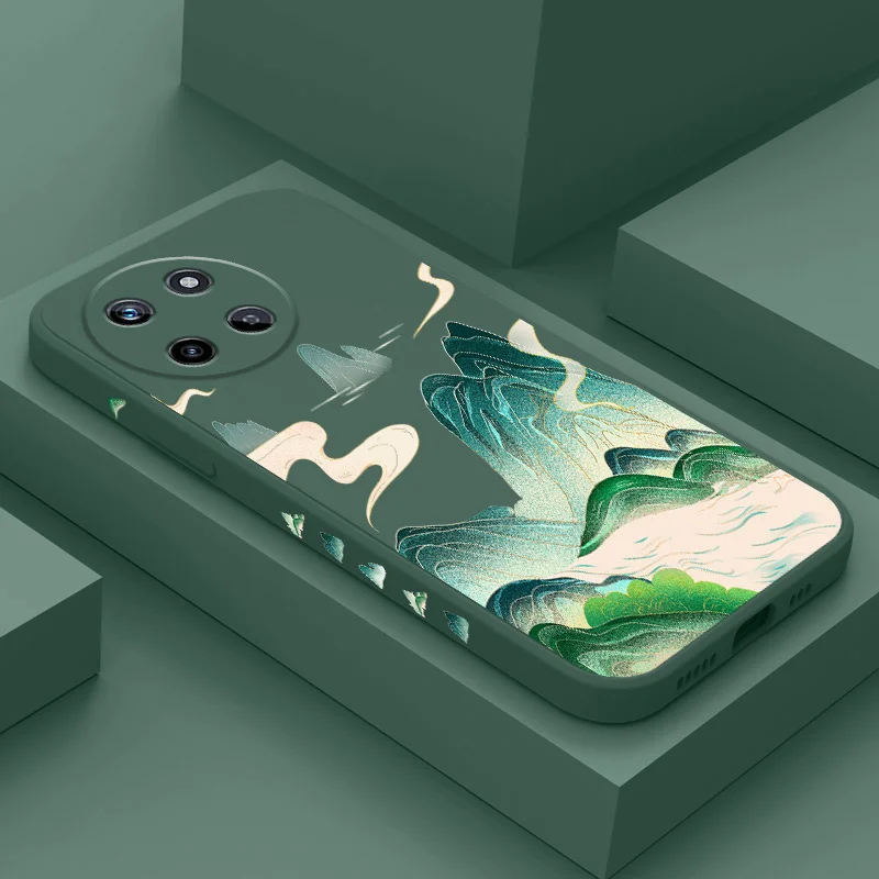 

Jade Mountain Phone Case For OPPO Realme 11 10 9 9i 8 8i 7 Pro Plus C35 C21Y C25Y C25 4G 5G Liquid Silicone Cover
