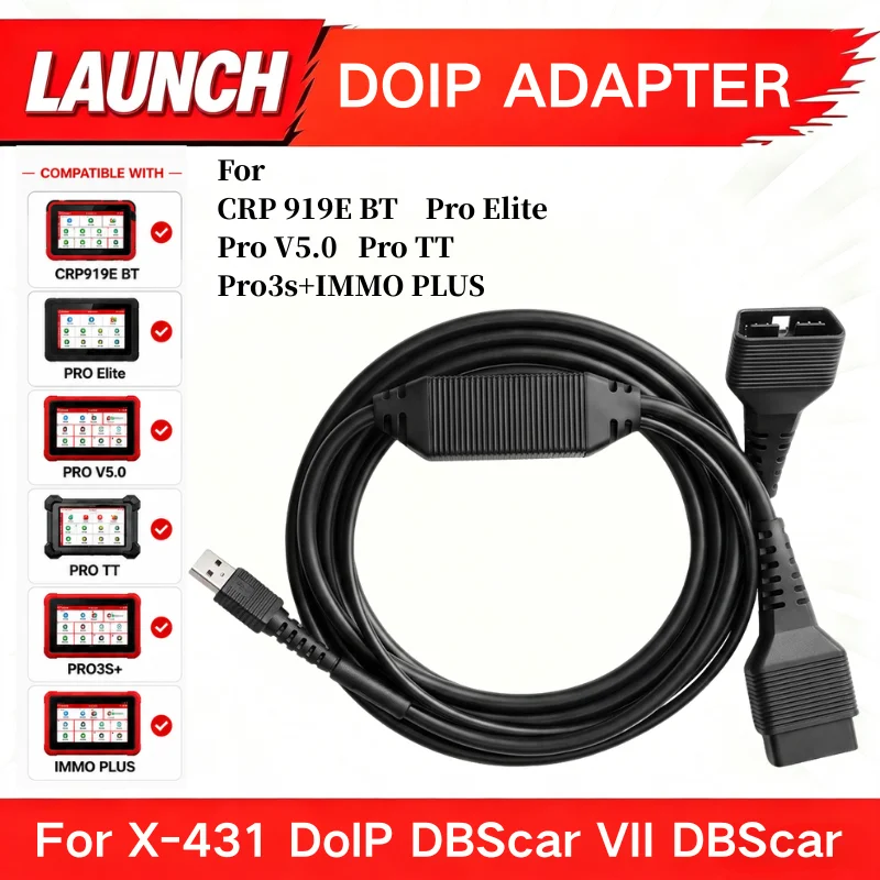 LAUNCH X431 DOIP Connect Cable 16 Pin Adapter Support DOIP Protocol Fit DBScar VII CRP919E BT PRO V5.0 PRO TT PRO3S+ V5.0