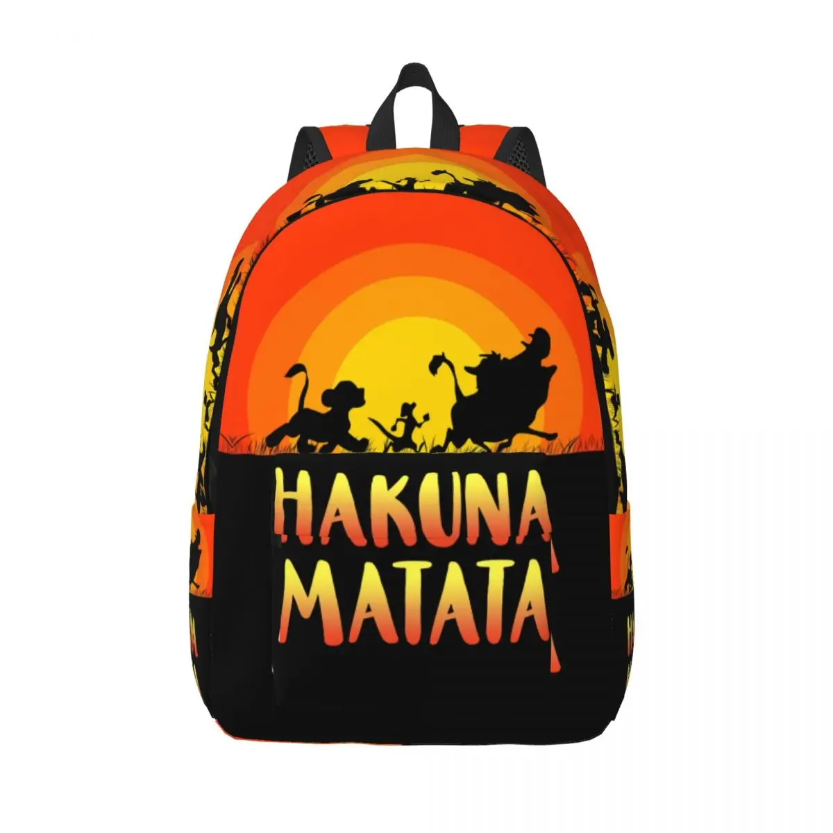 

Custom King Lion Painting At Sunset Canvas Backpack Men Women Casual Bookbag for School College Cartoon Movie Hakuna Matata Bags