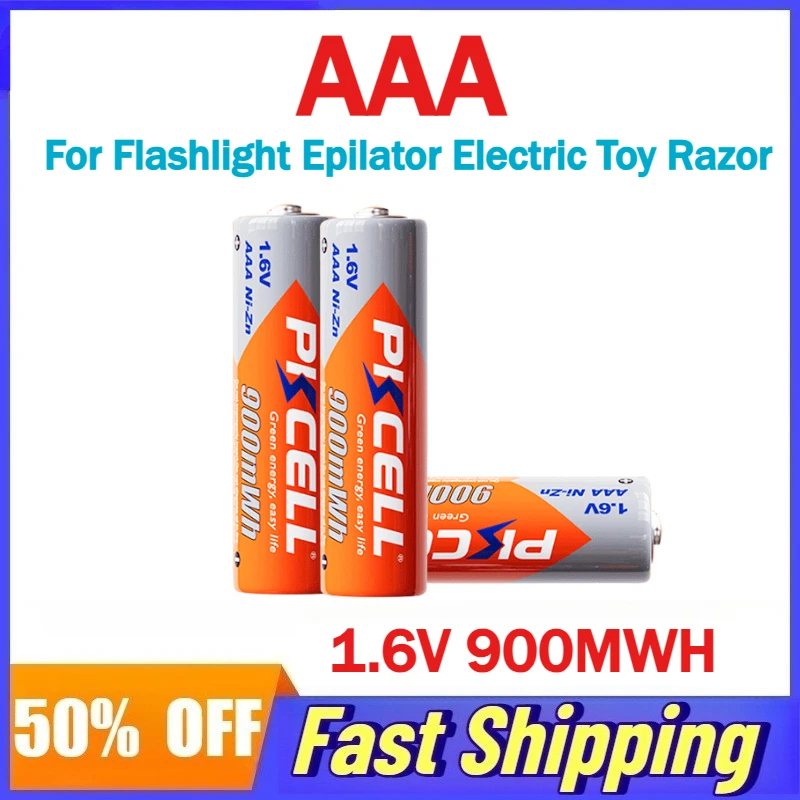 

50pcs 1.6V 900MWH AAA NI-Zn Rechargeable Batteries for Flashlight Epilator Electric Toy Razor Mouse Alarm Clock