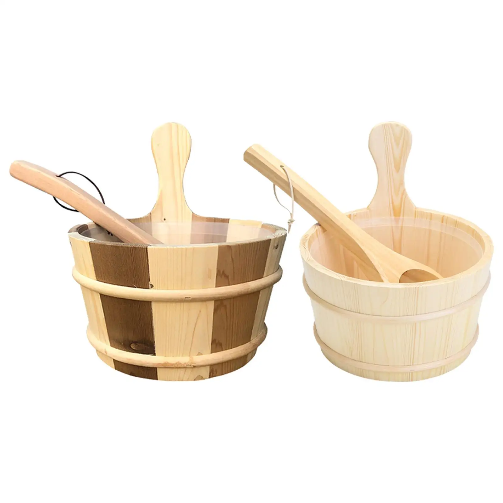 4L Sauna Barrel and Ladle Wooden Hot Tub Barrel Portable SPA Steaming Bathroom Tool for Sauna Room SPA Hotel Sauna Bathroom