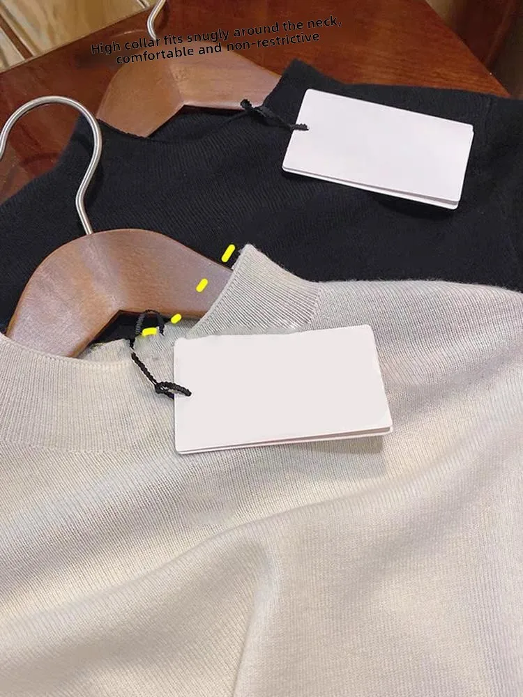 

Slim Fit Women's Wool Camere Base irt Thin f High Collar Knitted Sweater Soft Long Sve Commute Sle Regular Length