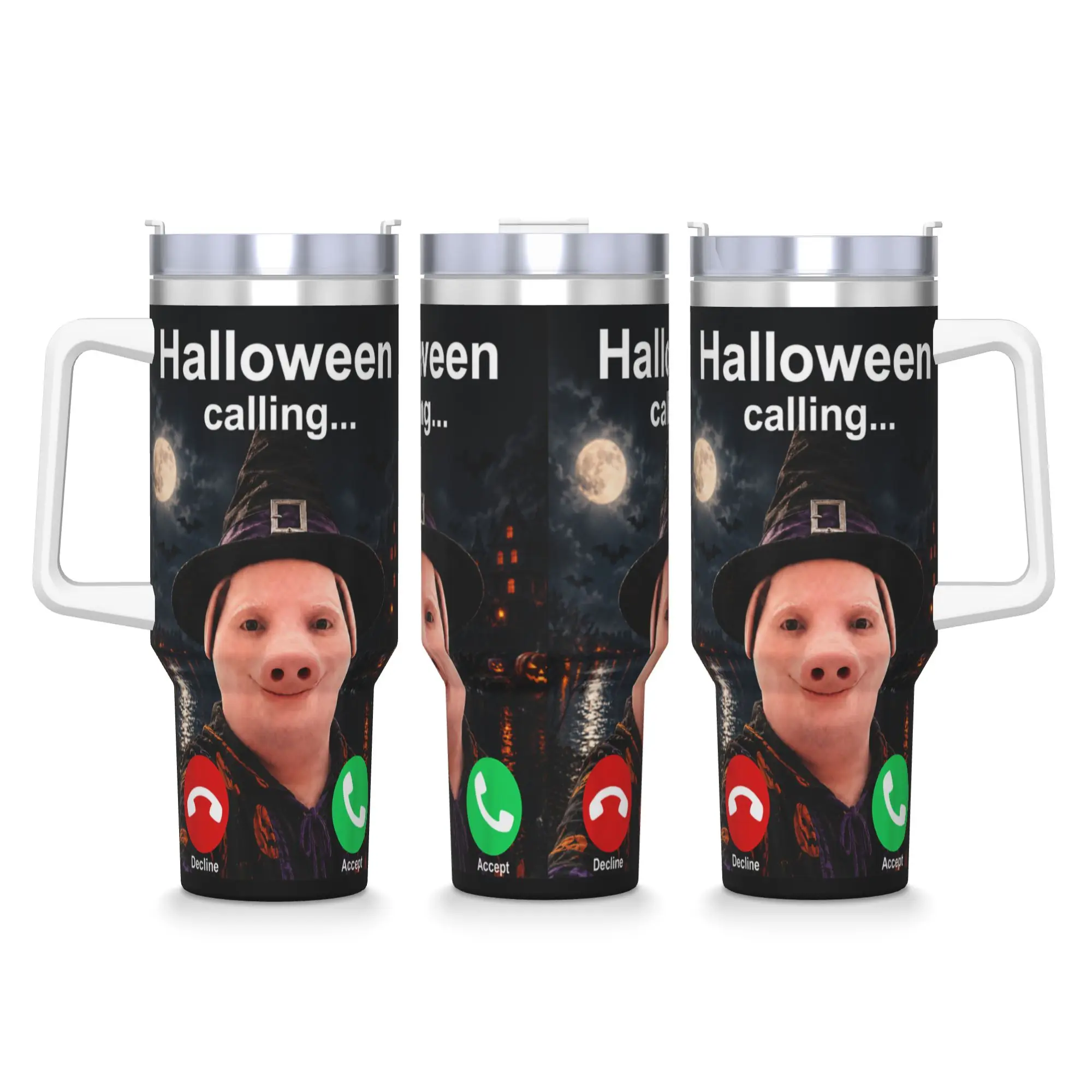 Stainless Steel Tumbler John Pork Halloween Brainrot Meme Thermal Mug  Portable Cold Drink Mugs Cup Travel Custom Water Bottle