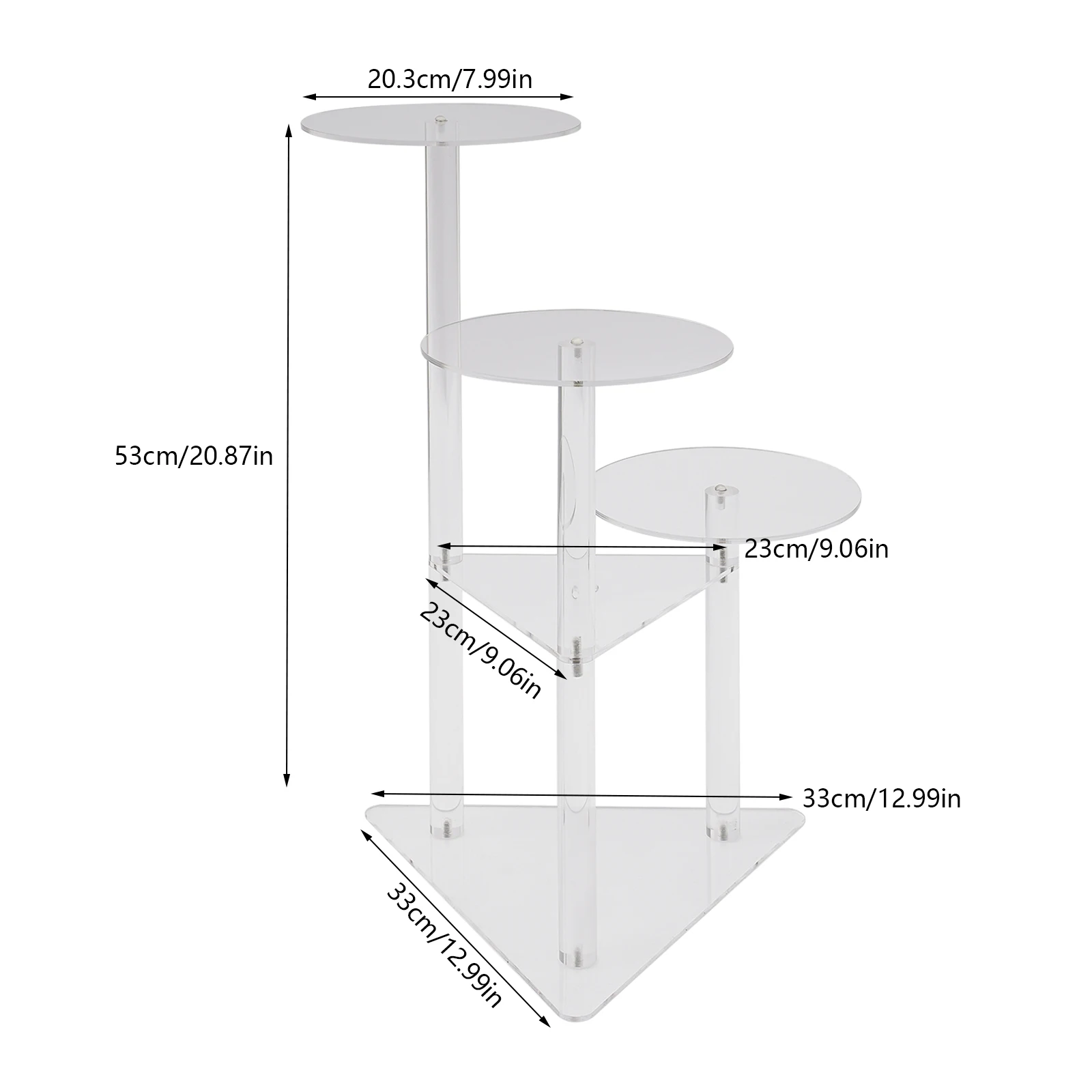 3-Tier Plant Stand Clear Acrylic Corner Flower Display Rack Indoor Plant Shelf Freestanding Strong Load-bearing Capacity