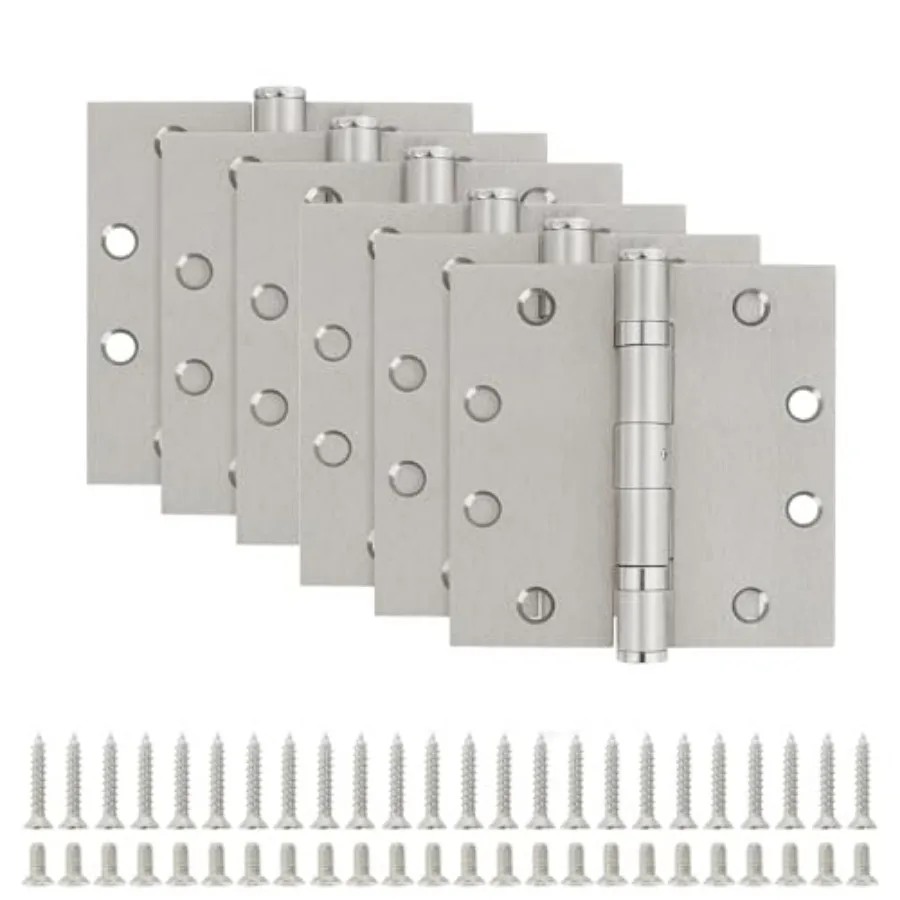 

Door Hinges Hardware Hinge 4.5 Inch Square Interior Hinges for Doors Ball Bearing Door Hinge 4-/ x 4-/ Full Mortise 6 Silver Ex