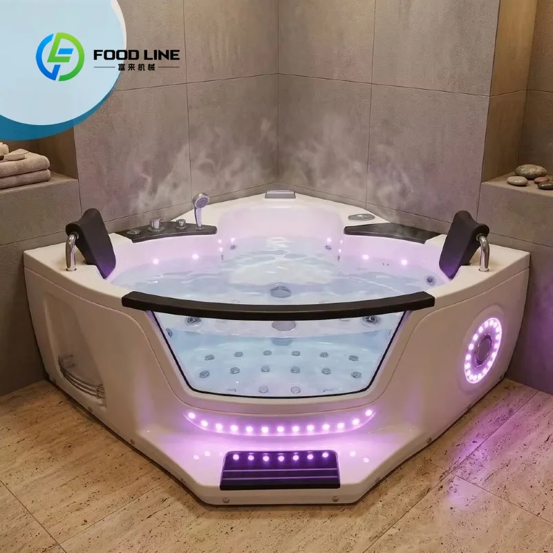 Custom Luxury Whirlpool Bathtub, Indoor Corner Spa Tub with 45 Hydro Massage Jets for Apartment Decoration