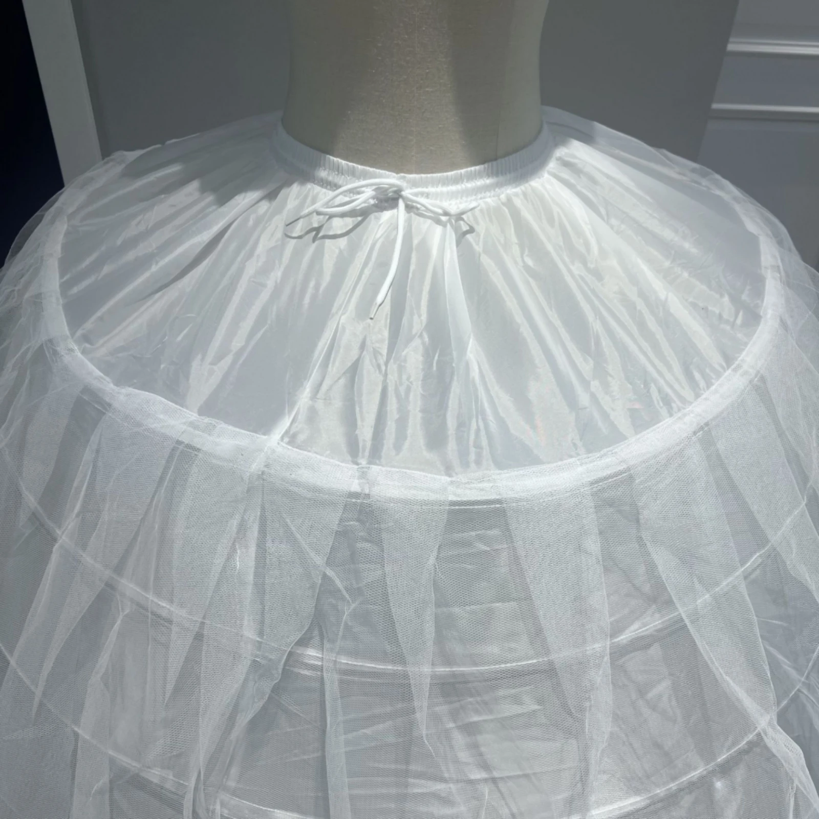 Bridal Dress Slip Long 110 Cm Six-Hoop Crinoline Bridal Petticoat Transparent Tulle Extra-Full Petticoat Gathered Waist