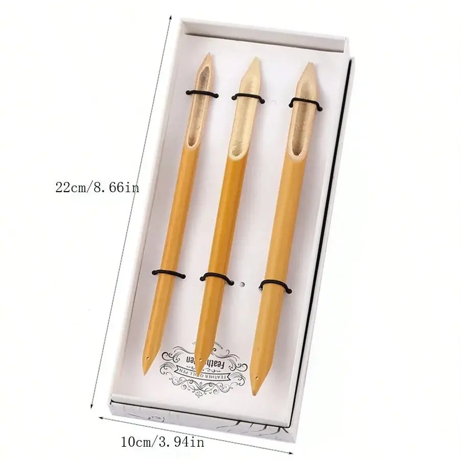 1 set di penne in bambù naturale con 3 spessore diversi per gli amanti della calligrafia per esercitarsi con penna a immersione per calligrafia, carattere gotico adatto