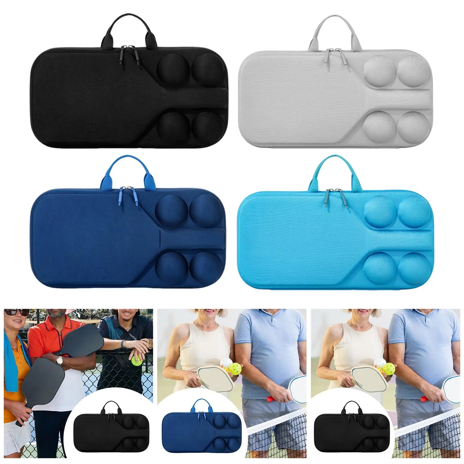 

Pickleball Paddle Hard Case with Handle Fits 2 Paddles and 4 Balls Pickleball Racket Storage Bag for Outdoor Sports