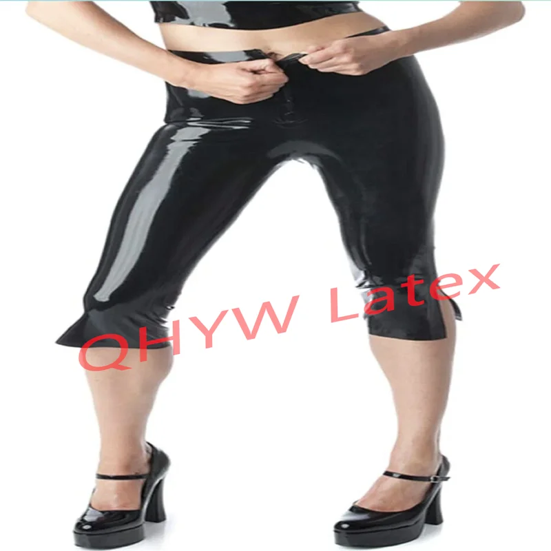 Latex Gummi Black Pants Front Zip Trousers 0.4mm wear with Rubber Catsuits