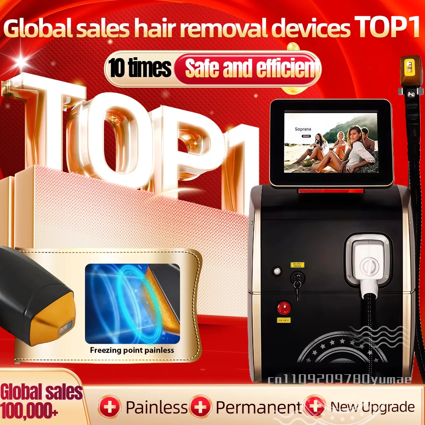 

2026 Professional Laser Epilator Ice Titanium Permanent Hair Removal 3 Wavelengths Diode Laser remove hair Machine for salon