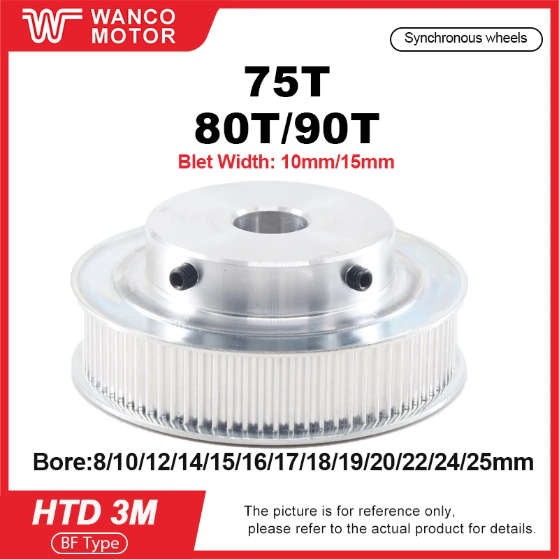 HTD 3M Timed Pulley BF Type with 75T 80T 90Teeth Bore 8-25mm Belt Width 10/15mm for Belt Drive System