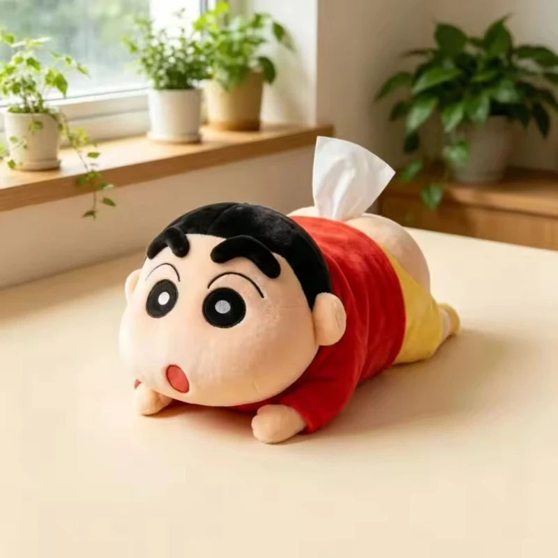 Cute Lying Down Crayon Shin Chan Figurine Tissue Box Car Decor Pendant Collectible Figure For Home And Vehicle