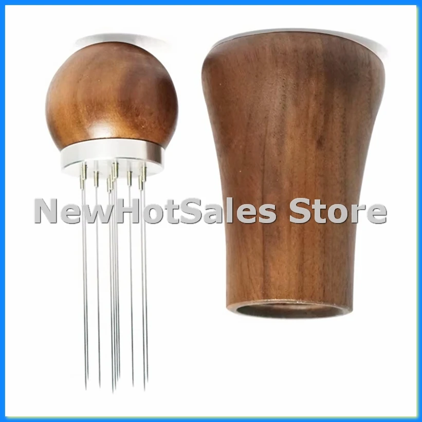 Espresso Coffee Stirrer Needles 0.4mm Espresso Distribution Tools Natural Wood Handle and Stand B-A57M