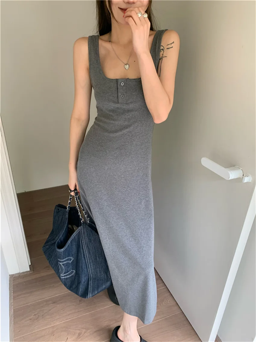 

Alien Kitty Autumn Bottoming Slim Long Dress Women Chic Square Collar Sexy 2023 Daily Office Wear New High Street Casual