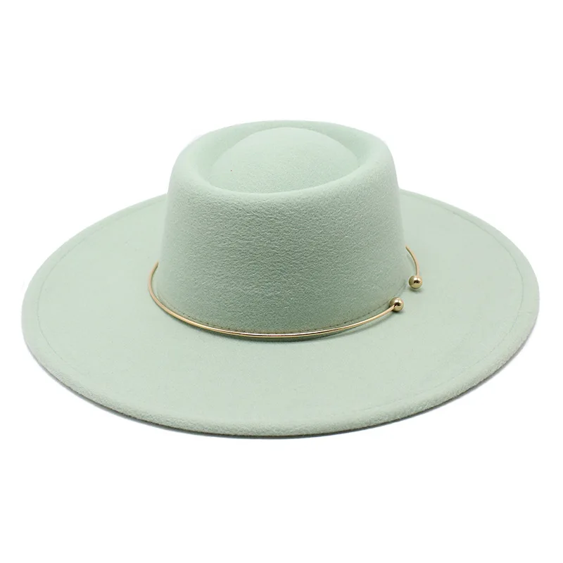 

2021 Autumn And Winter New British Style Woolen Metal Woolen Felt Classic Concave Convex Top Hat Big Brim 9 5 Women S Brim Hat