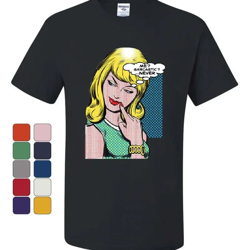 Me Sarcastic Never T-Shirt, lustiger Vintage-Comic, Pop-Art, Sarkasmus