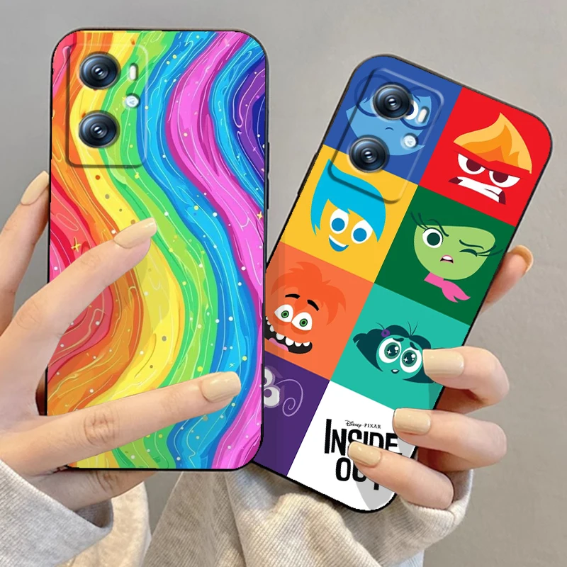 Disney Inside Out Emote Cute For OPPO Find X6 X5 X3 A54S A5 A94 A16 A53S A57 A74 A72 A98 A78 A96 A9 5G Black Funda Phone Case