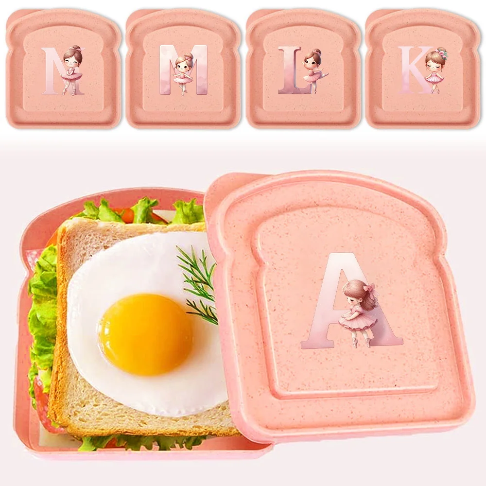 Toast Shaped Sandwich Container Portable Bento Lunch Box with Lid Food Storage Box for School Office Camping Picnic