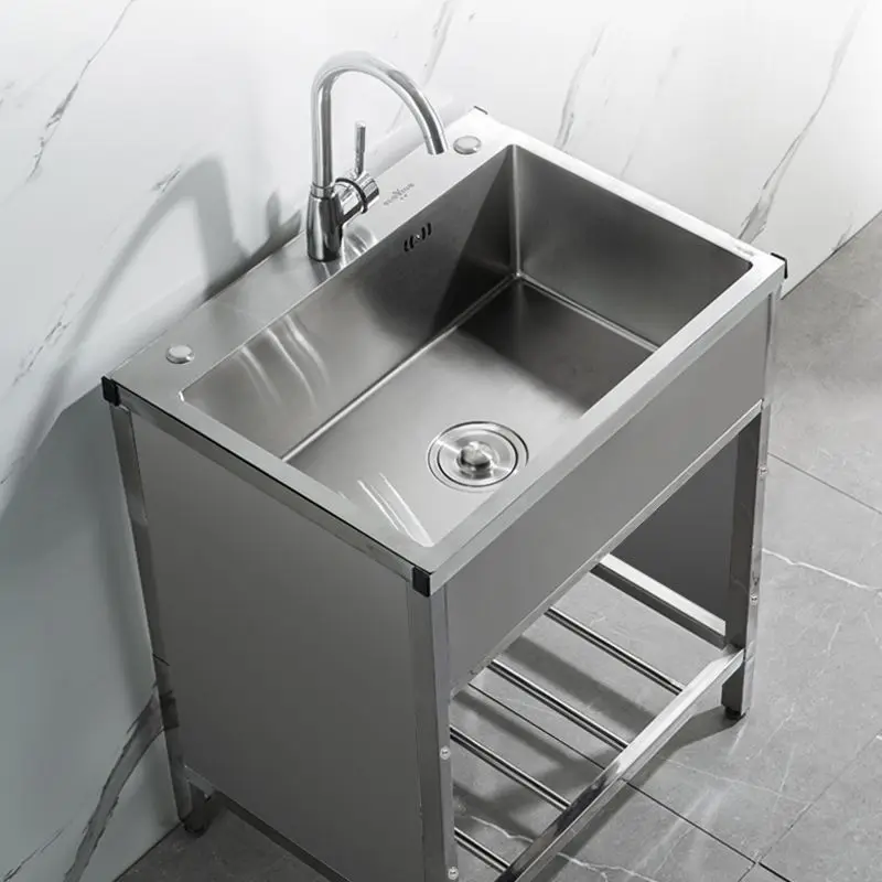 Kitchen stainless steel  single sink with bracket vegetable basin sink large  thickened large