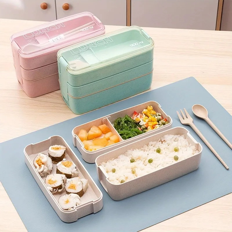 Tragbare Bento-Box, 3-lagige Brotdose, Aufbewahrung geschirr für Lebensmittel