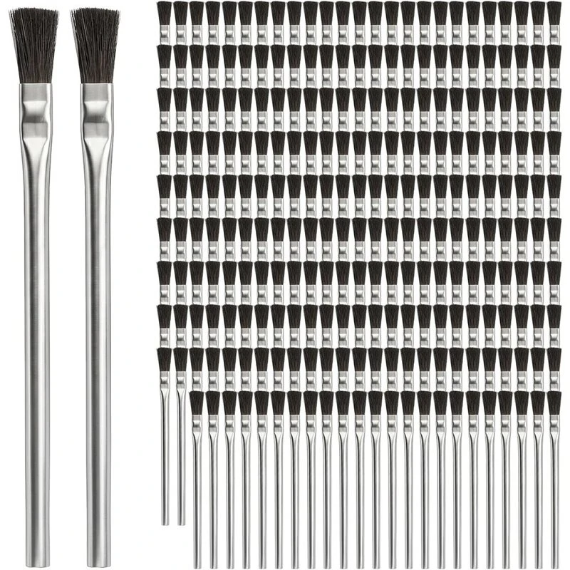 AAAF 250 Pcs Acid Brushes 3/8 Inch Wide Glue Brush Horsehair Tin Handle Disposable Flux Brushes For Soldering Woodworking