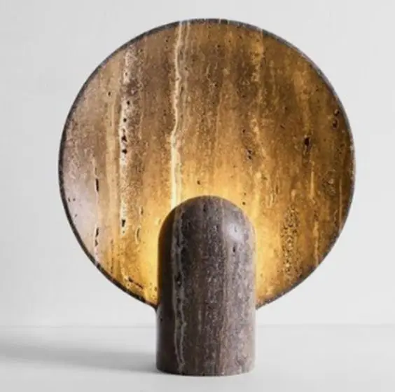 SH STONE Marmor Nordic Luxus Marmor Moderne LED Tischlampe Beige Travertin Home Dekorative Möbel AC Netzteil Marmor