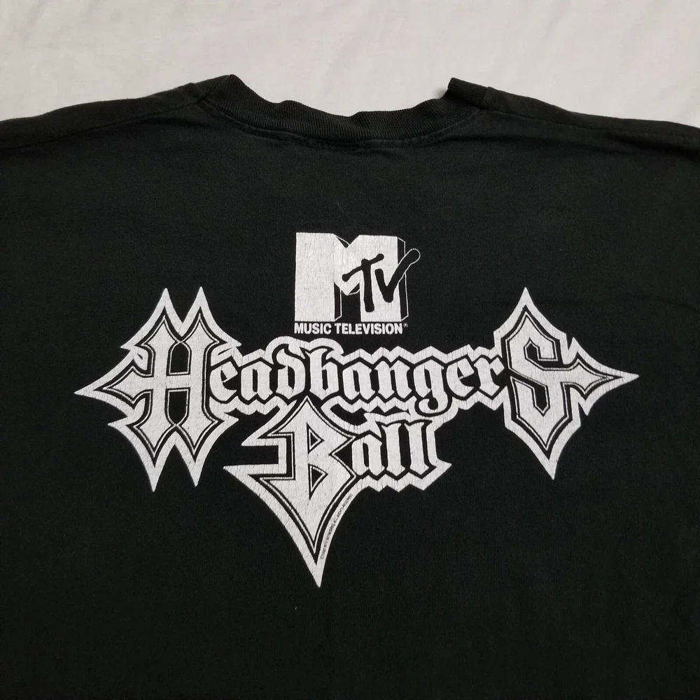 

Vintage MTV Headbangers Ball T Shirt Mens Medium Black Metal Concert Band 90s Men's Clothing Top Man Clothing