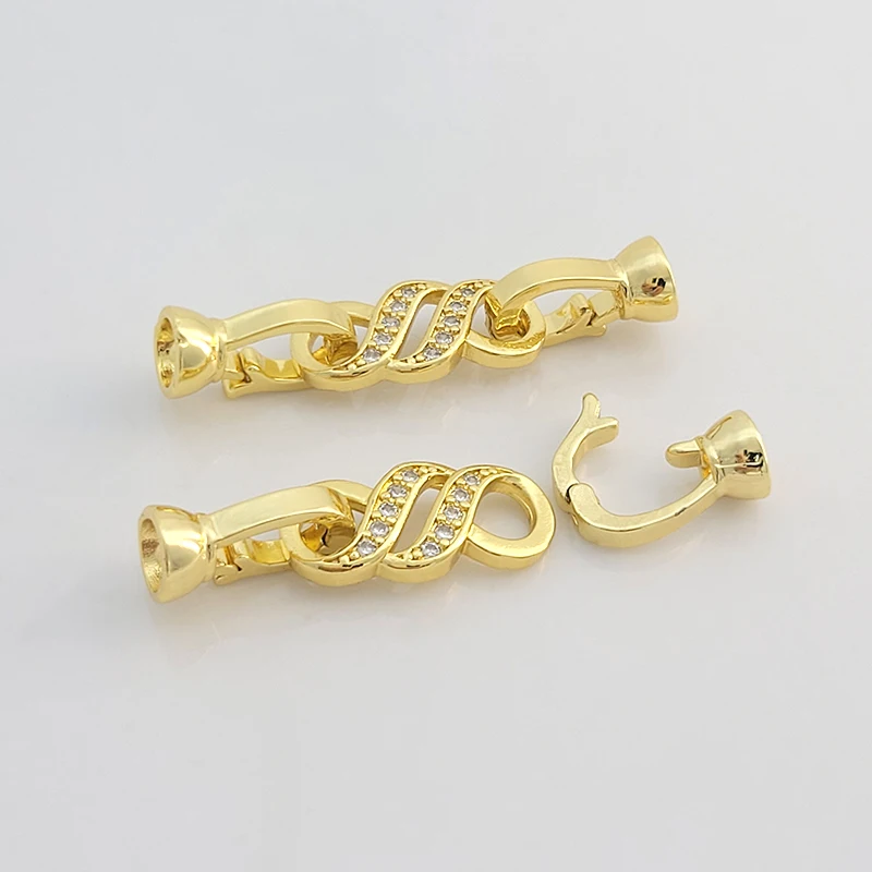 

1pcs Copper Gold-plated Zirconium 8-character Pearl Chain Connecting Buckle Diy Necklace Bracelet Jewelry Accessories Wholesale