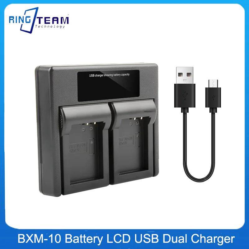 BXM-10 Battery LCD USB Dual Charger For XiaoYi YI-M1 Mirrorless Camera Battery BXM10 With USB Mirco Power Cable