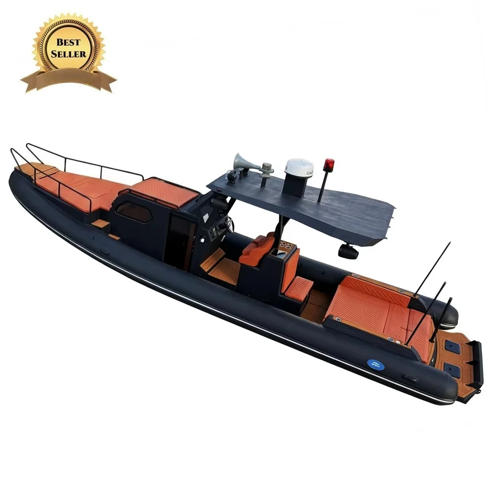 35ft 10m RIB Boat 1050 Luxury Rigid Inflatable Boat High Speed Aluminum Hull Rescue Patrol Sport Diving Motor Power Rib Boat