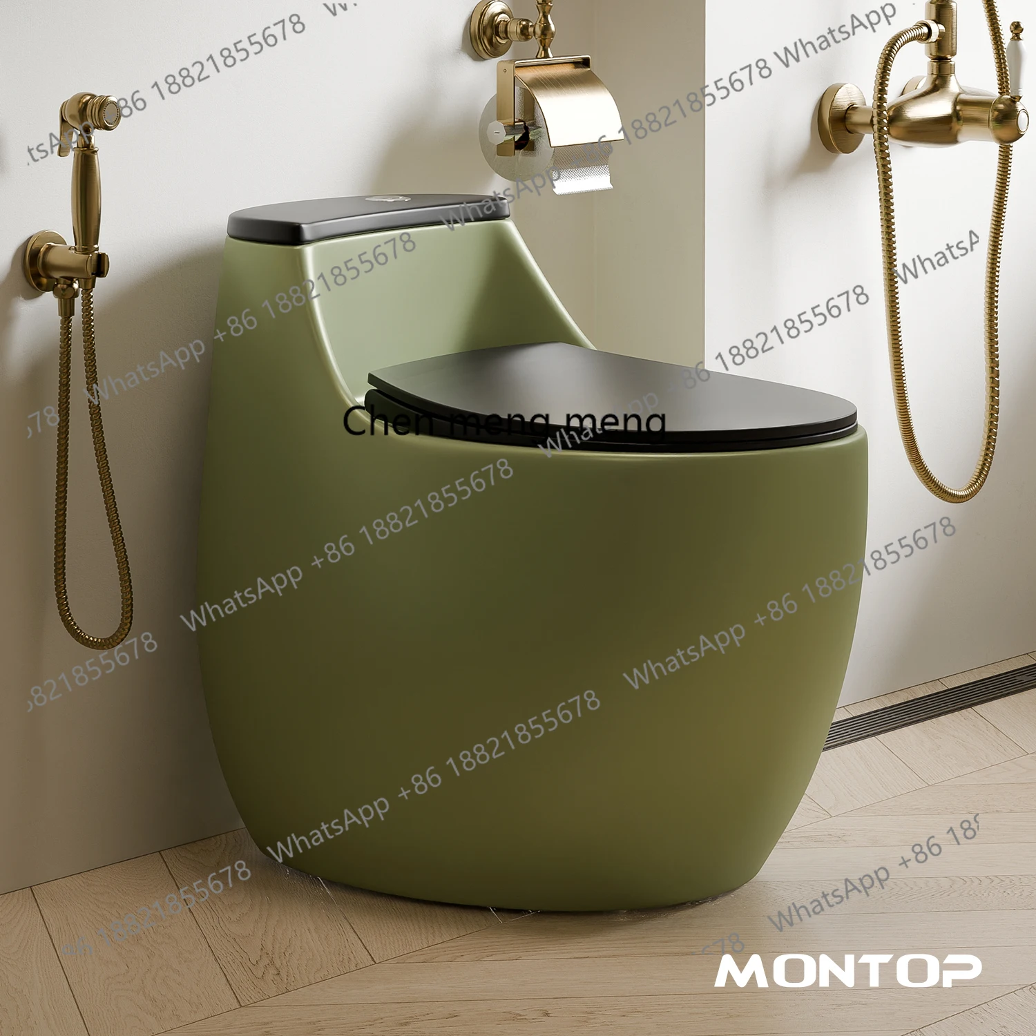 

Retro green siphon ceramic toilet deodorant, anti-blocking and splash-proof household toilet toilet