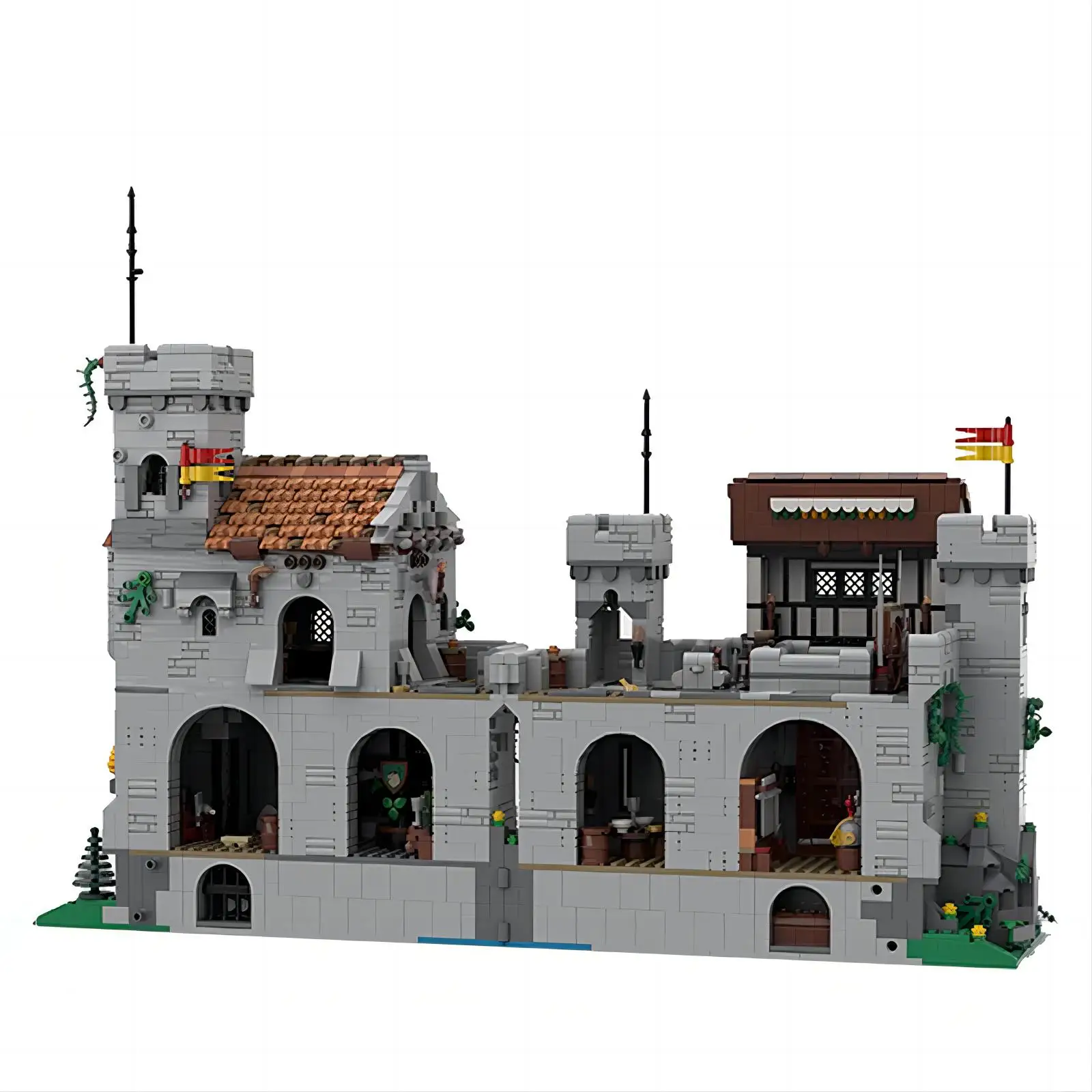 3722 sztuk lew zamek Outpost MOC kreatywna średniowieczna architektura zamek Model klocki architektura montaż Model zabawka prezent