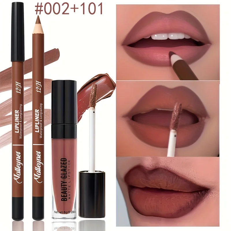 2個入り マットリップライナーとリップオイルセット 防水 ベルベット 長持ち マットリップライナーセット ベルベットテクスチャライナー リップライナーセット
