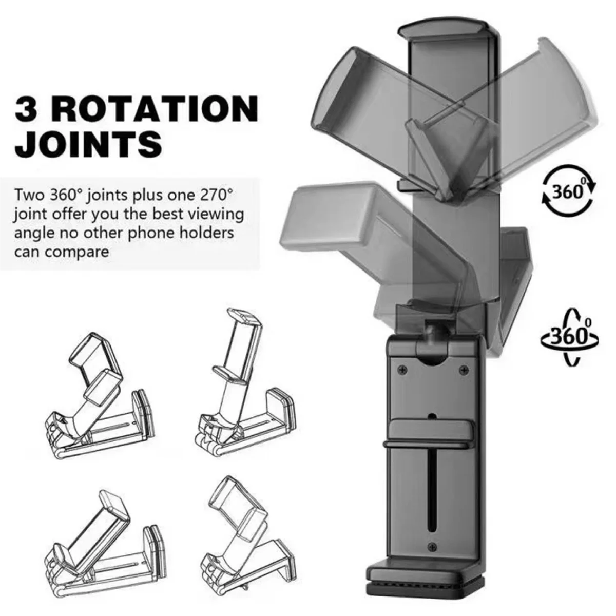 

EEB-fPortable Simple Desktop Bracket Folding 360 Degree Rotating Phone Clip Car Mount Convenient