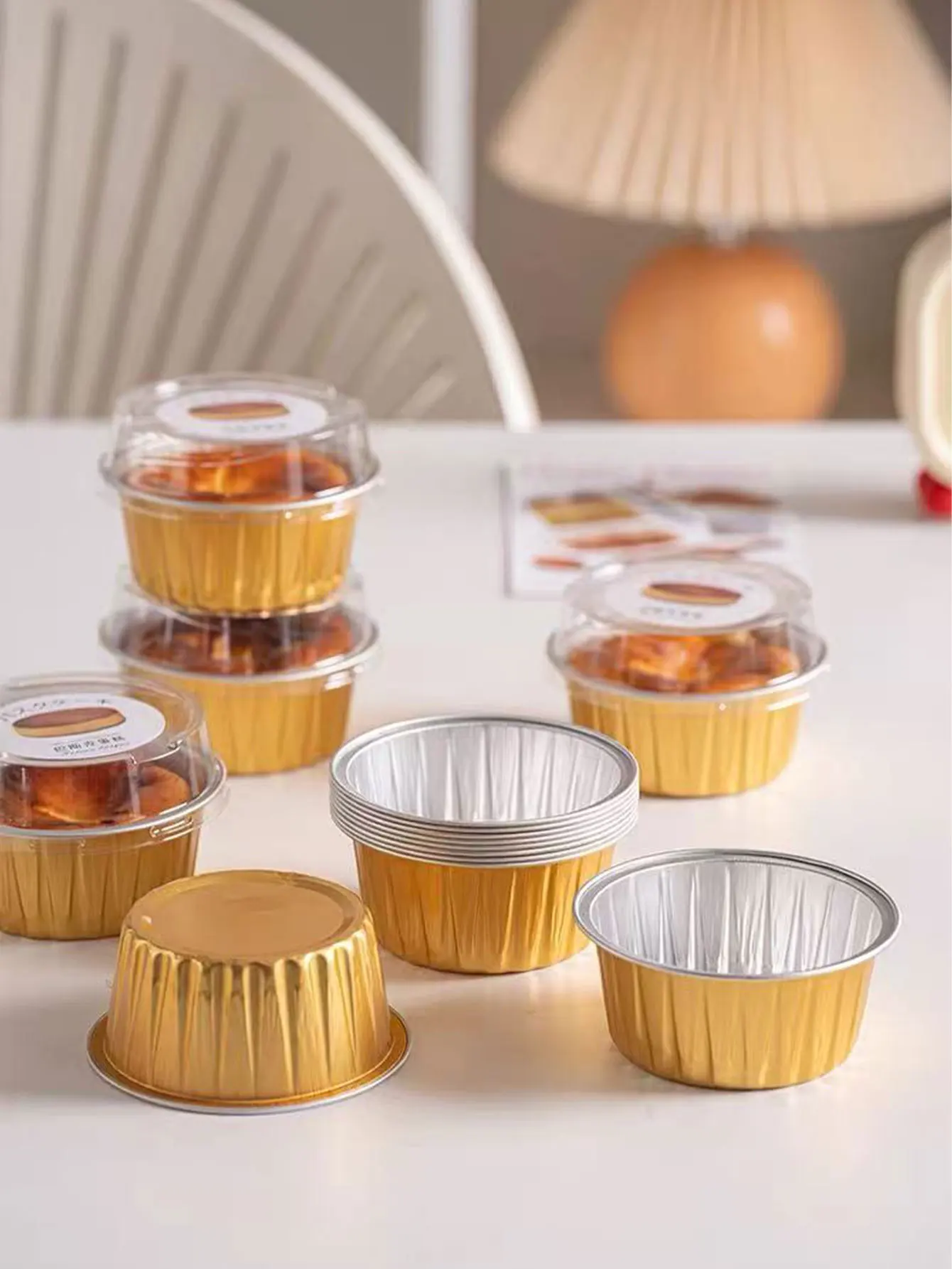 2inch Mini Basque Mold with Lid Cheesecake Baking Caramel Pudding Box High Temperature Resistant Tin Foil Packaging Box Without Stickers