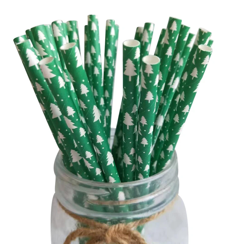 25/50/100pcs Romantic Paper Straws Biodegradable Vintage Retro Floral Drinking Paper Straws Christmas Decoration Wedding Events