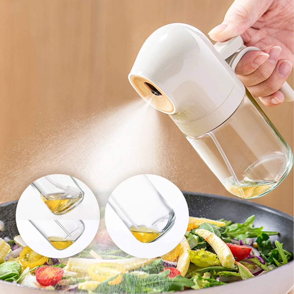 WMMO Olive Oil Dispenser with Handle for Home Kitchen Cooking Outdoor Barbecue Edible Oil Atomization Spray Bottle