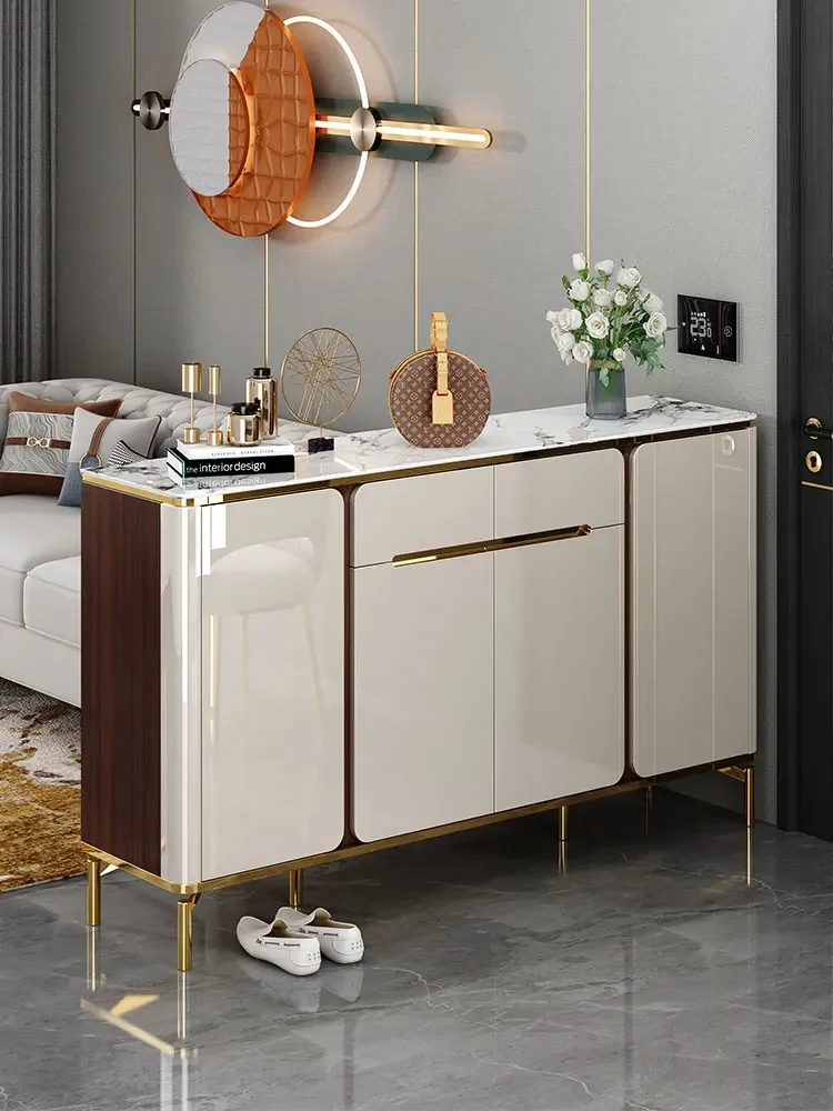 Light Luxury Lacquered Shoe Cabinet Household Entrance Rock Plate Entry Door Cabinet Entrance Partition Wall Large Capacity