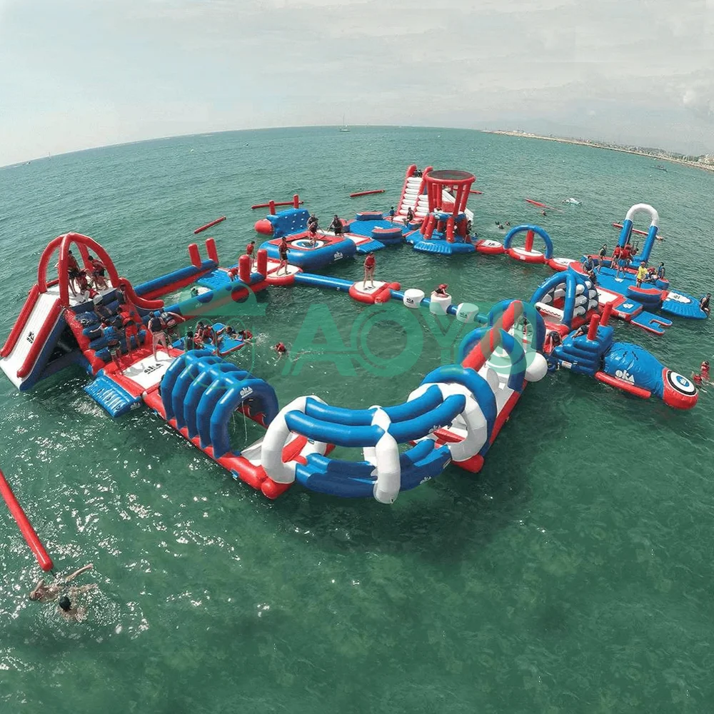 AOYU Water Park Design Inflatable Floating Platform Customized Commercial Water Obstacle Course Play Equipment