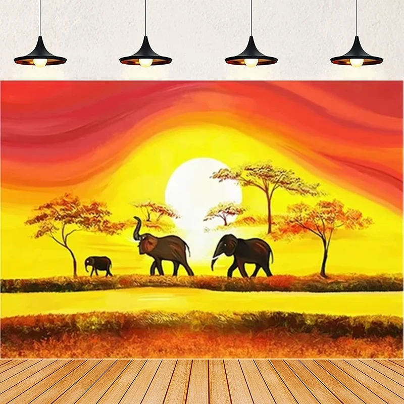 

Тропический африканский лес, джунгли, сафари, живописный фон для фотосъемки, светящийся баннер на закате, студийный фон, постер, реквизит для фотобудки