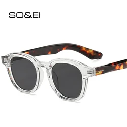 SO&EI New Oval Sunglasses Women Retro Rivets Clear Gradient Shades UV400 Men Trending Sun Glasses