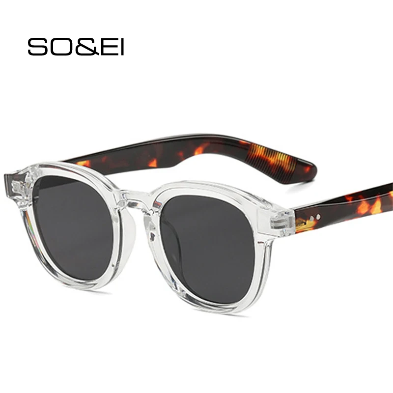 SO&EI nowe owalne okulary przeciwsłoneczne damskie Retro nity jasne odcienie gradientowe UV400 męskie modne okulary przeciwsłoneczne