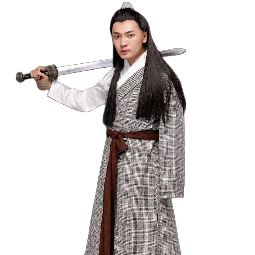 Película de TV Hanfu, ropa de actuación para Cosplay, disfraz antiguo chino para hombre, bata de espadachín, ropa étnica tradicional, vestido de lino y algodón