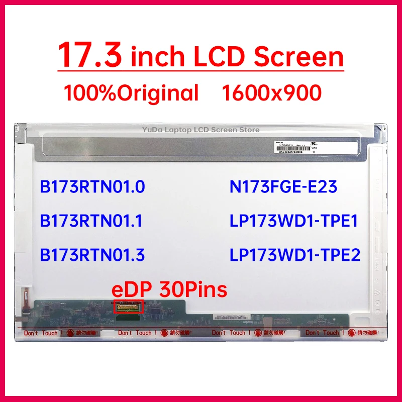 

17.3 Inch Laptop LCD Screen B173RTN01.1 B173RTN01.0 B173RTN01.3 N173FGE-E23 LP173WD1-TPE2 TPE1 For Acer V3-772G ES1-732 Display