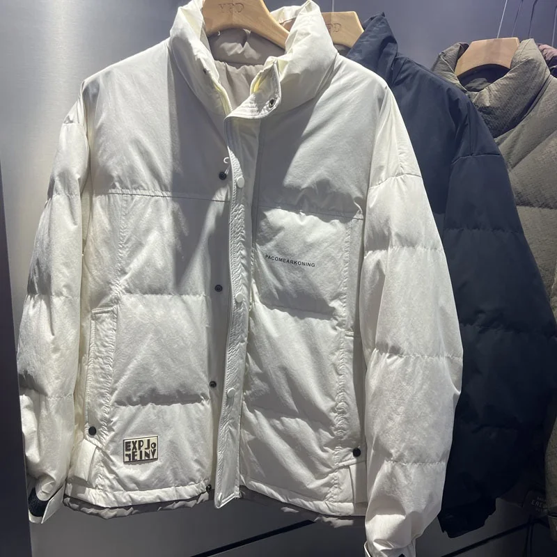 

Casual Men's down Jacket Stand Collar White Duck Feather Warm Fashionable Student Outerwear Trendy Winter Coat City Leisure
