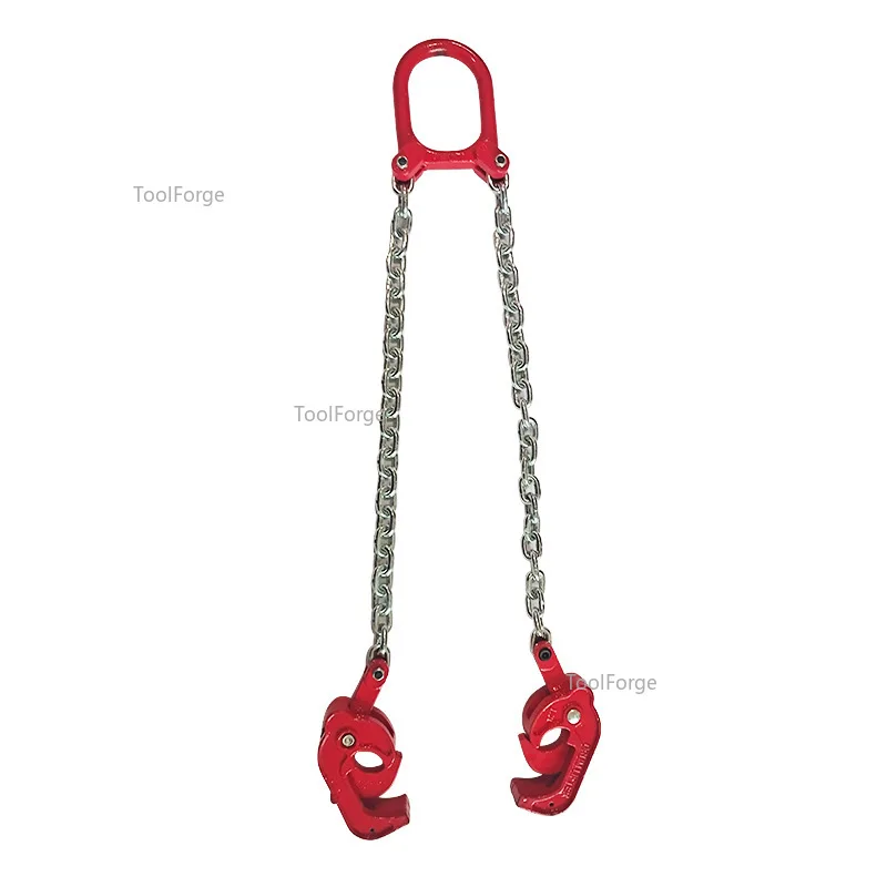 Hoisting Sling 2T 0.5M Two Legs 2-Claw Chain Lifter For Drum Lifter Clamp Bucket Barrel Oil Tank Can Chain Sling Lifting Tools
